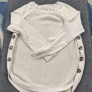 RD Style Light Beige Button-Side Knit Sweater - Women